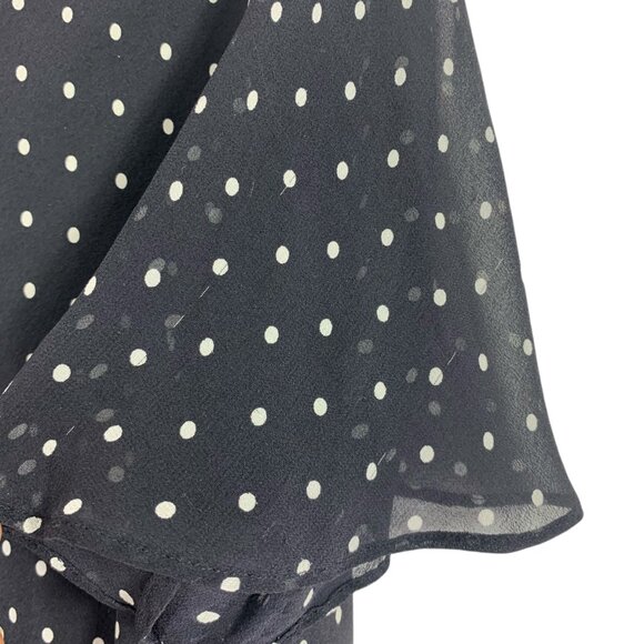 Jones new York  Blck /Wht Polka Dot Women's Short Sleeve  Blouse 100%silk sz 16W - Picture 4 of 16